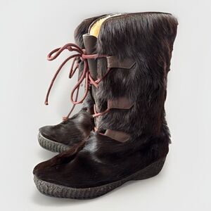 VTG Koflach Womens Brown Fur Boots Size 7 Winter Snow Austria